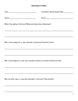 Preview of Elementary School Book Report Outline Form