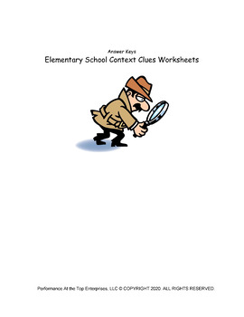 Preview of Elementary School Context Clues Worksheets - ANSWER KEY