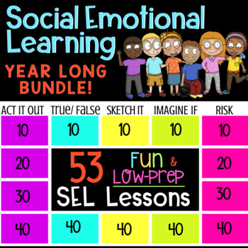 Preview of SOCIAL EMOTIONAL LEARNING CURRICULUM: 53 Low-Prep School Counseling SEL Lessons