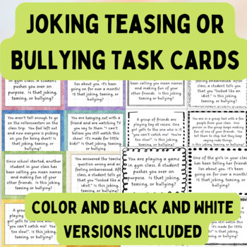 Preview of Joking, Teasing, or Bullying? TASK CARDS | Conflict Resolution and Relationships