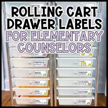 Preview of Elementary School Counseling Rolling Drawer Cart Labels