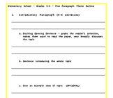 Elementary School Five-Paragraph Theme Writing Packet