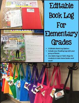 Preview of Elementary School Weekly Reading Log (Editable)