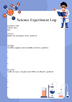 Preview of Elementary Science Experiment Log STEM