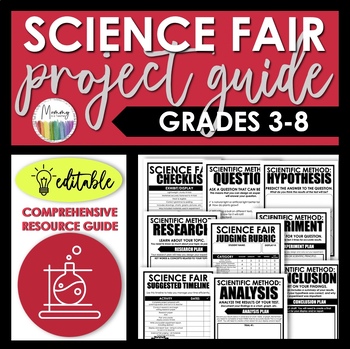 Preview of Science Fair Project Guide - Grades 3-8 | PRINTABLE + DIGITAL + EDITABLE