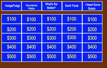 Preview of Elementary Science Jeopardy