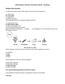 Preview of Elementary Science Question Bank - Ecology