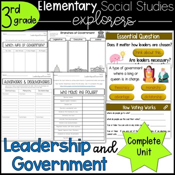 Preview of Elementary Social Studies Explorers- Third Grade Leadership and Government Unit