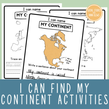Preview of Elementary Social Studies I can find my continent Me on the Map Geography