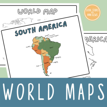 Preview of Elementary Social Studies World Maps Geography Continents