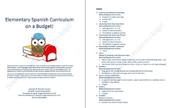 Preview of Elementary Spanish Curriculum on a Budget!