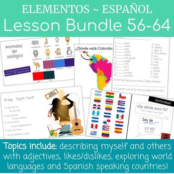 Preview of Elementary Spanish Curriculum (soy, adjectives, games, stories+) - 7th Bundle