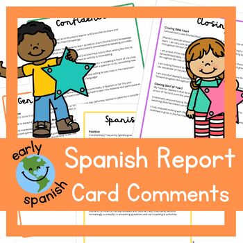 Preview of Elementary Spanish Report Card Comments | For Spanish Language Learners