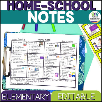 Elementary Special Education Home-School Communication Notes: Editable Included