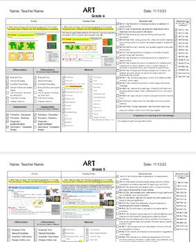 Preview of Elementary Specials Area Editable Lesson Plan Template