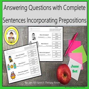 Preview of Elementary Speech Therapy Prepositions, Questions and Sentences for June