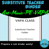 Elementary Sub Binder for Specials- VAPA, Music, Art, or PE