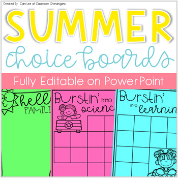 Preview of Student Choice Boards: Summer Edition {EDITABLE on PowerPoint}