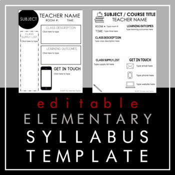 Preview of Elementary Syllabus (EDITABLE) 4 Versions