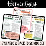 Elementary Syllabus Template Set for Back to School