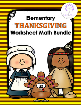 Preview of Elementary THANKSGIVING Worksheet Math Bundle