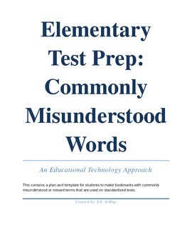 Preview of Elementary Test Prep Vocabulary Bookmarks