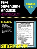 Elementary Text Dependent Analysis Writing Checklist