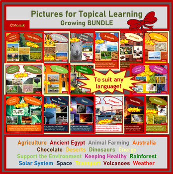 Preview of Elementary Topics picture cards description GROWING BUNDLE