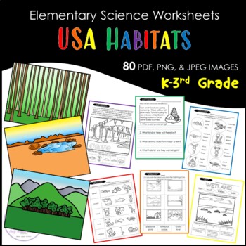 Preview of Elementary USA HABITATS Worksheets