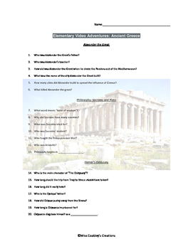 Preview of Elementary Video Adventures: Ancient Greece    viewing guide