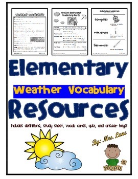 Preview of Elementary Weather Vocabulary Resources