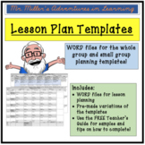 Elementary Weekly Lesson Plan Templates WORD Files