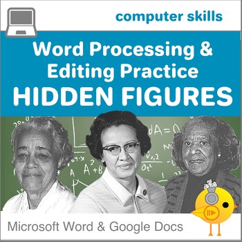 Preview of Elementary Word Processing and Editing Practice - Hidden Figures