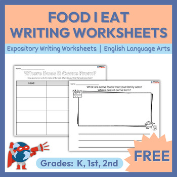 Preview of Elementary Writing Activities & Worksheets | Food I Eat