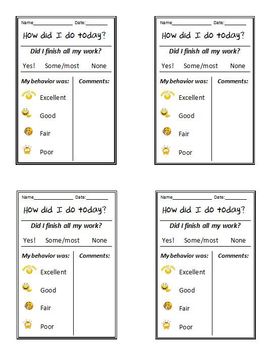 Daily Behavior Chart For Elementary Students