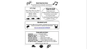 Preview of Elementary Music Distance Learning Handouts - pre-K - 2nd