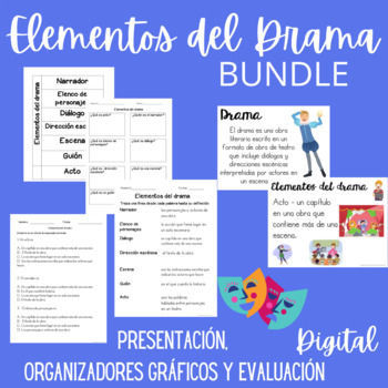 Preview of Elementos de Drama Bundle- Presentación, Organizador y Evaluación Google Slides