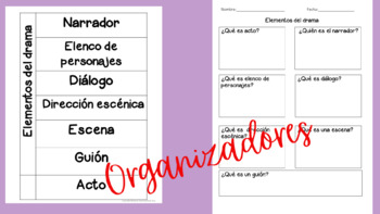 Preview of Elementos de Drama Organizadores Gráficos y Cuestionarios/Evaluaciones