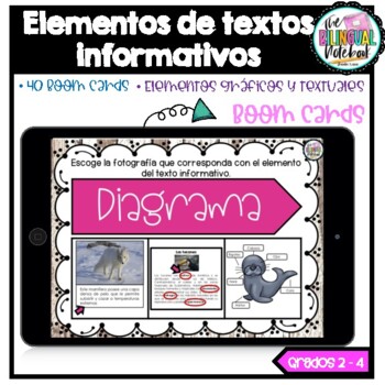 Preview of Elementos de textos informativos - Spanish text features Boom Cards
