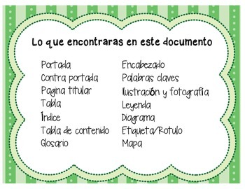 Preview of Non Fiction Text Features - SPANISH