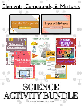 Preview of Elements, Compounds, & Mixtures Digital + Printable Science Activity Bundle