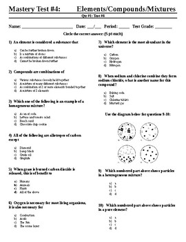 Elements Compounds And Mixtures Quiz For Grade 7th - Trivia & Questions
