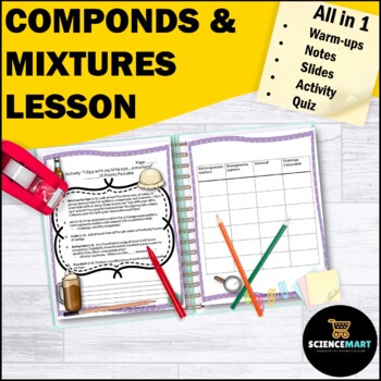 Preview of Elements, Compounds, & Mixtures Notes, Slides and Activity Guided Reading Lesson
