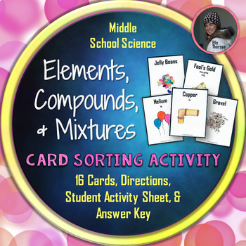 Preview of Elements, Compounds, and Mixtures Card Sorting Activity