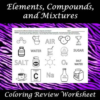 Elements, Compounds, and Mixtures Coloring Challenge by Sparkling Science