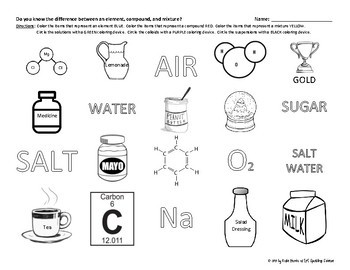 √ Elements Compounds And Mixtures Coloring Worksheet / Solved Name