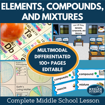 Preview of Elements Compounds and Mixtures Complete 5E Lesson Plan