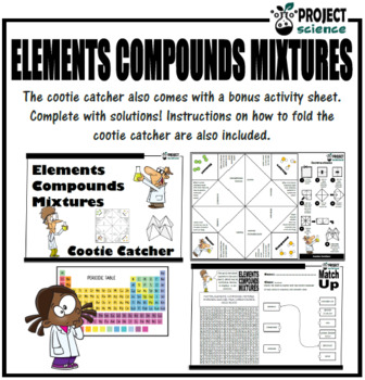 Elements, Compounds and Mixtures Cootie Catcher by PROJECT science