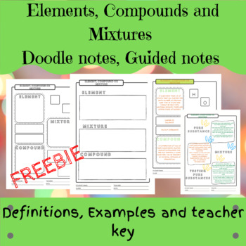 Preview of Elements, Compounds and Mixtures  Doodle notes, Guided notes