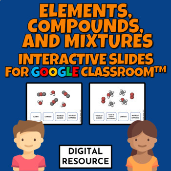 Preview of Elements Compounds and Mixtures Interactive Google Slides for Google Classroom